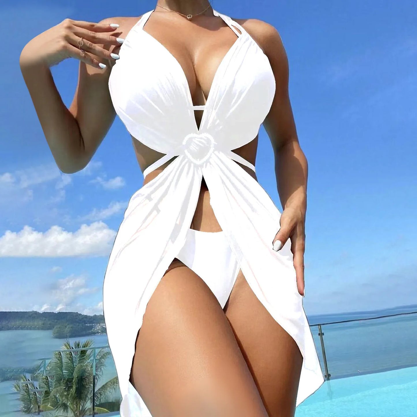 Amy Fashion - Swimwear Long Skirt Foreign Trade Three-Piece Bikini Sets