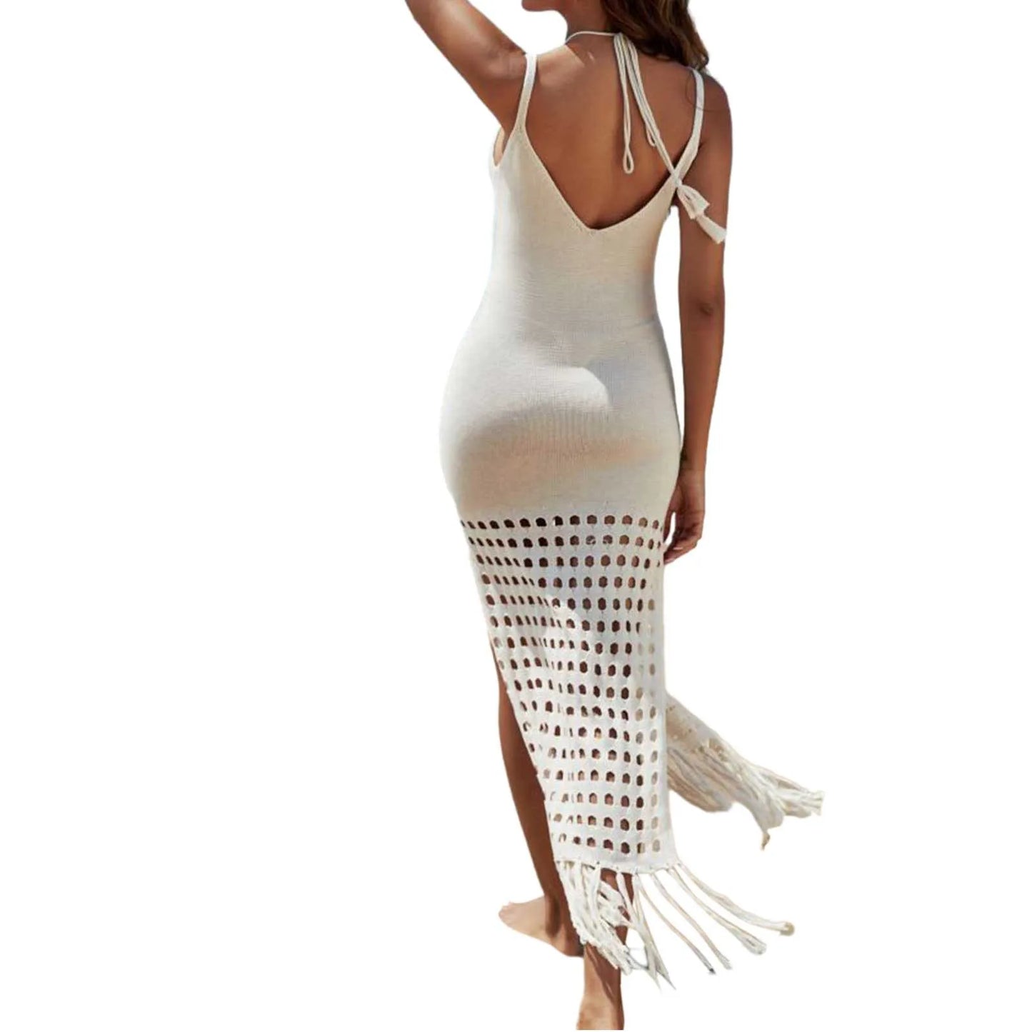 Amy Fashion - Summer Crochet Hollow Knit Beach Cover-Ups Women's Bikini Sets