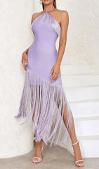 Tassel Sleeveless Midi Dress in Lilac