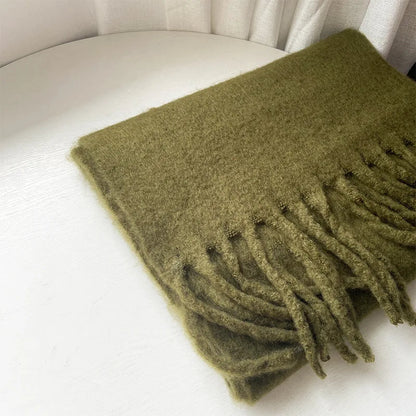 Cashmere Scarves for Women - Thick and Warm Muffler with Tassel Detail