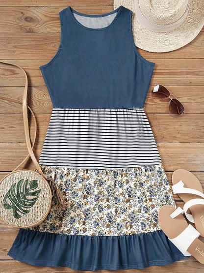 Amy Fashion - 2024 Casual Ruffle Sundress Beach Flowy Pleated Boho Dress