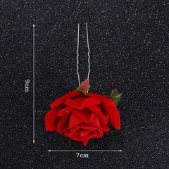 Red Wedding Rose Flower Bride Headdress Hair Accessory Accessories-L