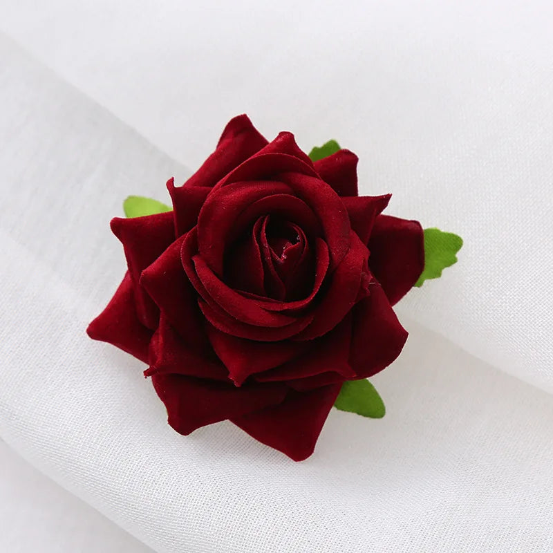 Red Wedding Rose Flower Bride Headdress Hair Accessory Wine Accessories-L