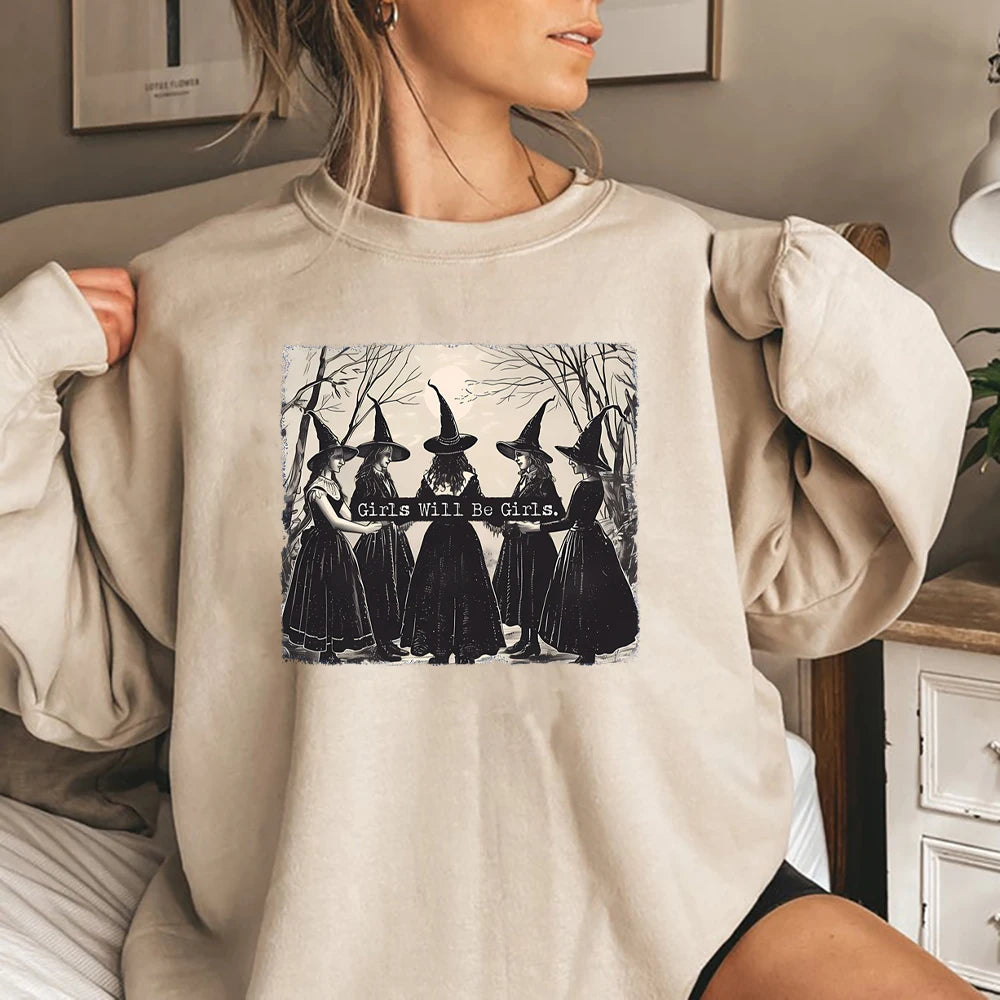 Vintage Funny Witch Halloween Winter Witchy Vibes Hoodie