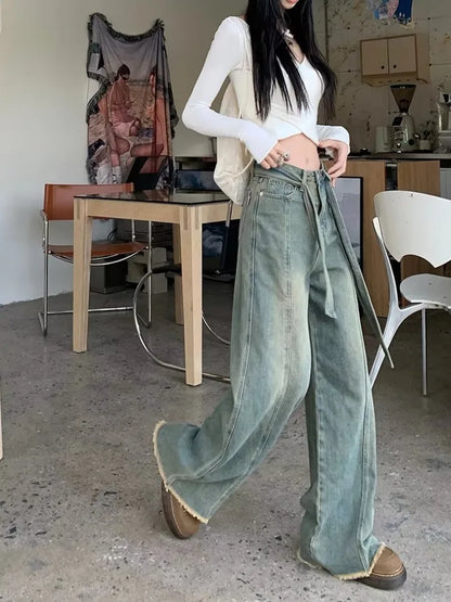 Amy Fashion - Vintage Harajuku Teenagers Y2k Aesthetic Clothing Autumn Baggy Jean