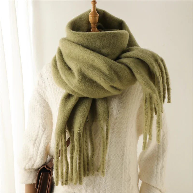 Cashmere Winter Scarf for Women - Solid Thick Soft Pashmina Wrap