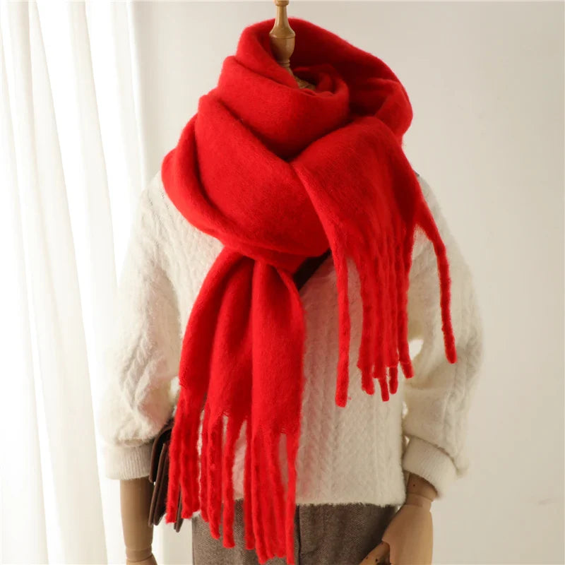 Cashmere Winter Scarf for Women - Solid Thick Soft Pashmina Wrap