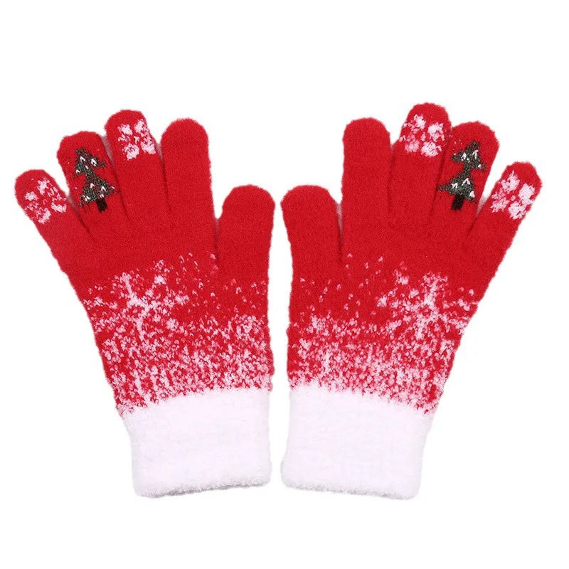 Christmas Tree Knit Full Finger Skiing Touchscreen Winter Glove