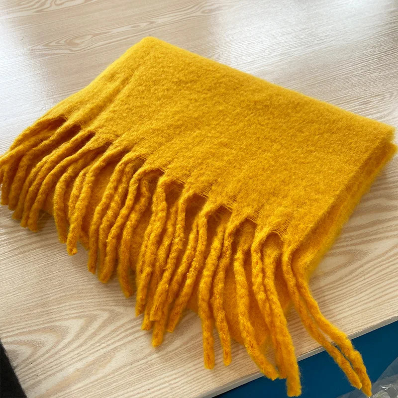 Cashmere Scarves for Women - Thick and Warm Muffler with Tassel Detail