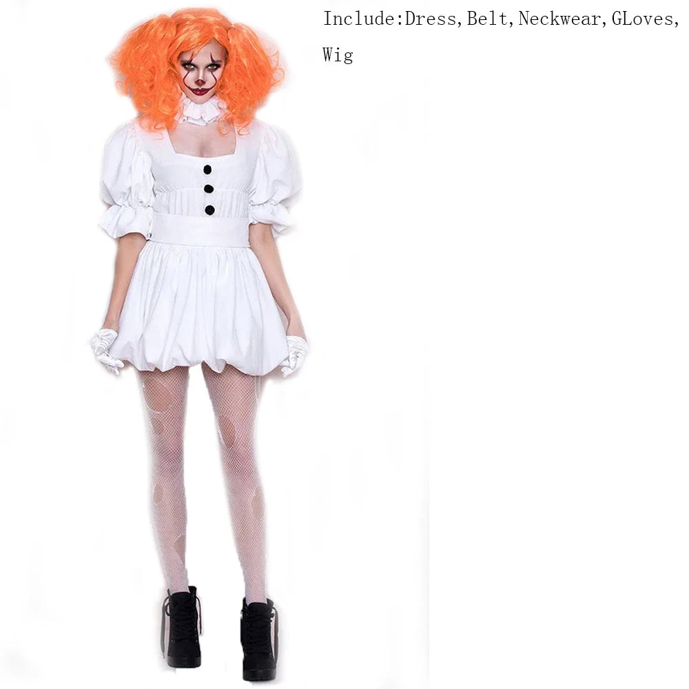 Costume Dress Halloween Women Terror Party Clown Adult Fancy