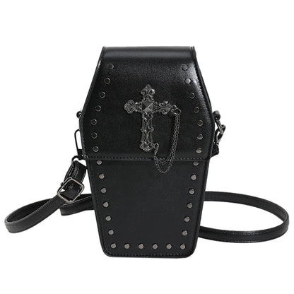 Strap Coffin Adjustable Women Bag Gothic Leather Halloween Zipper PU