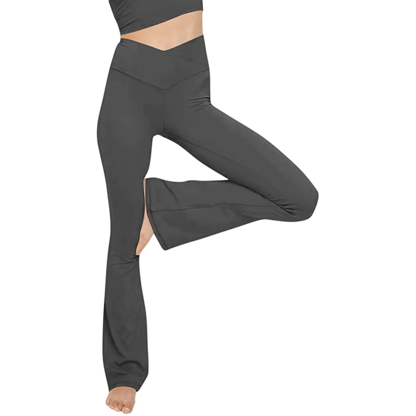 Flare High Waist Wide Leg Yoga Pants Seamless Fitness Workout Tights Casual Slimming Leggings