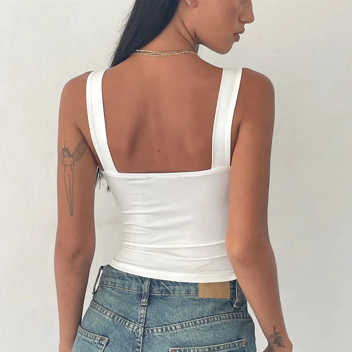 Hollow Out Sexy Basic Sleeveless Backless Slim Bodycon Streetwear Crop Top