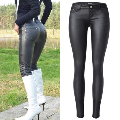 Low Waist Faux Leather Punk Gothic Skinny Push Up Pants