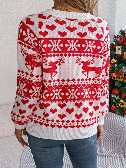 Christmas Snowflake Reindeer Pattern Holiday Festive Jumper Sweater