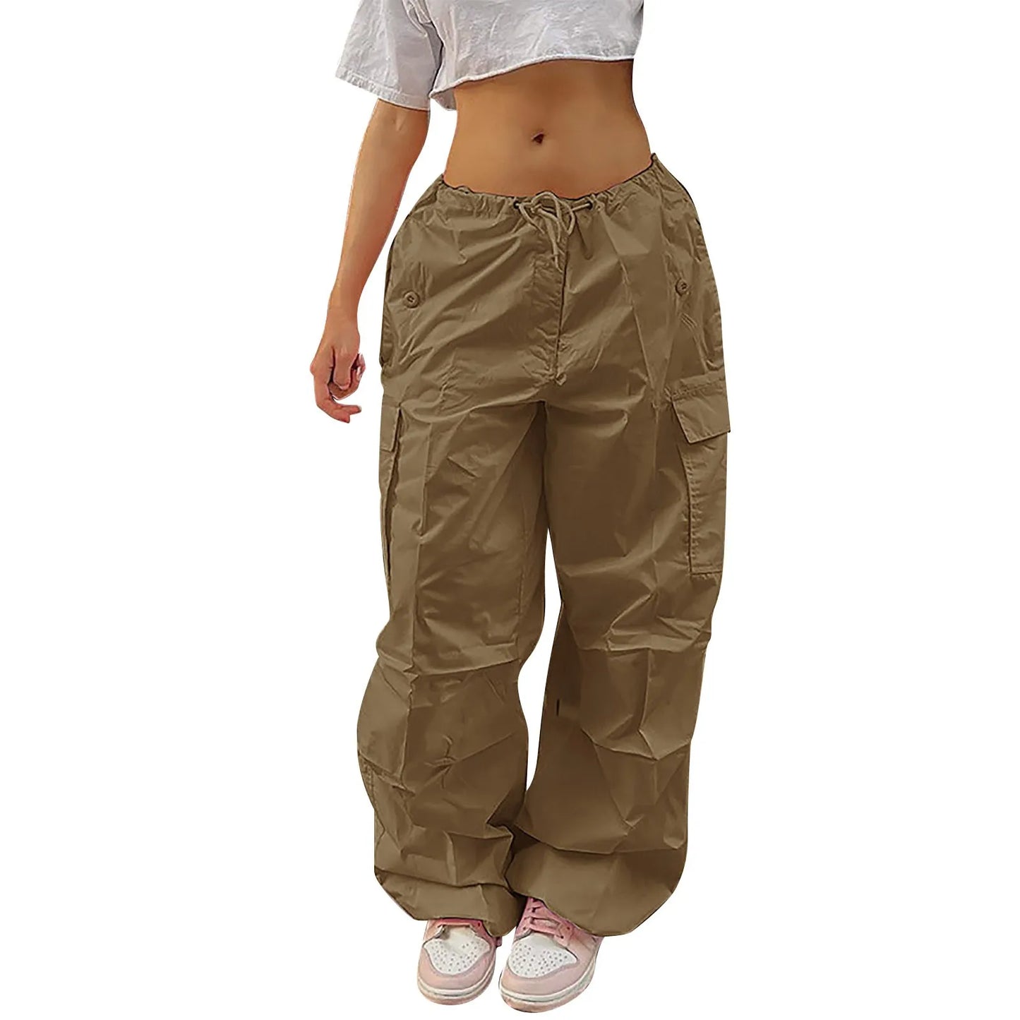 Y2K Cargo Casual Vintage Drawstring Tech Streetwear Hip Hop Baggy Trouser