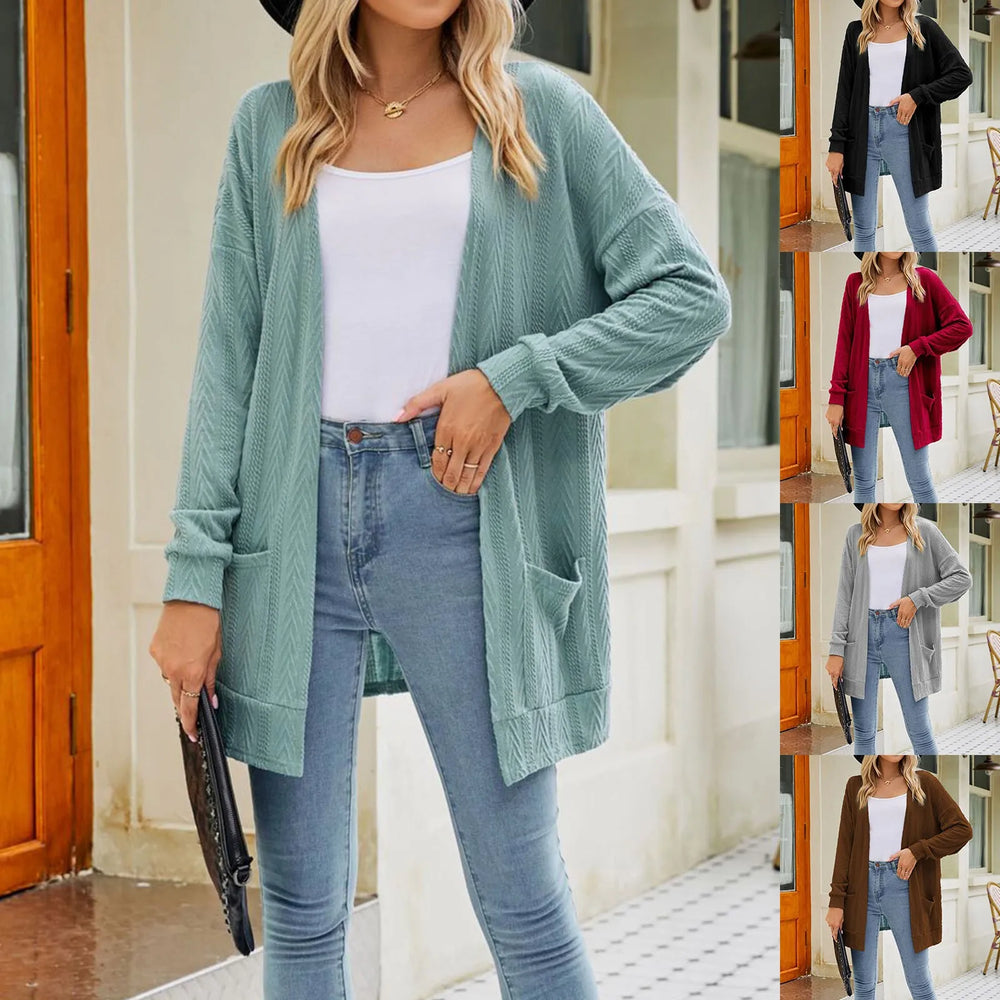 Plus Size Open Front Chunky Knit Cardigan Cardigan-241208