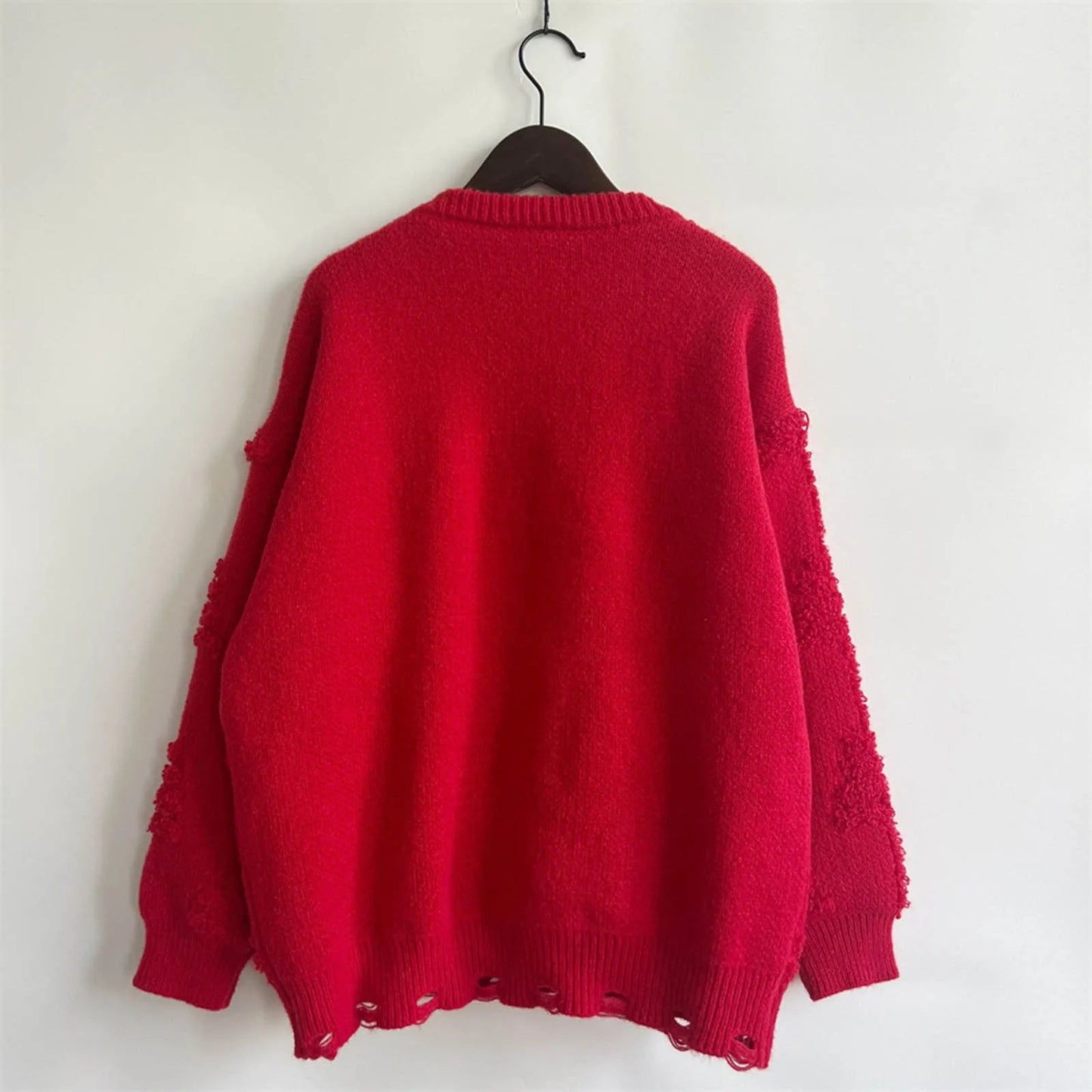 O-Neck Lantern Sleeve Loose Knitted Casual Christmas Sweater