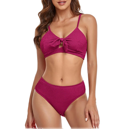 Amy Fashion - Sexy Solid Color High Waist Fashionable Bikini Sets