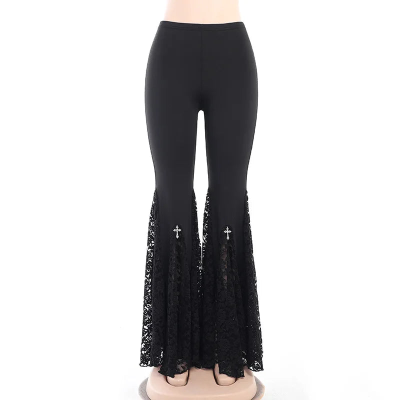 Halloween Dark Flared Gothic Pants