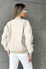 Loose Zip-up Bomber Cotton Jacket