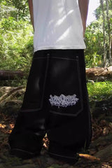 Hip Hop Embroidered Graphic Wide Leg Baggy High Street Jeans