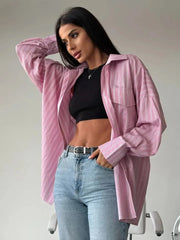 Loose Stripe Print Blouse