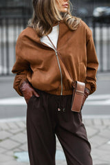 Zipper Suede Warm Street-Style Jacket