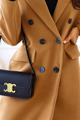 Double-Breasted Lined Wool Blend Mid-Length Winter Coat