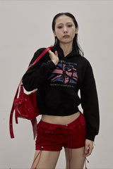 Retro Union Jack Star Cropped Hoodie
