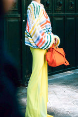 Trendy Color Block Stripe Loose Knit Sweater