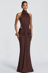 Solid Backless Mermaid Bodycon Party Dress