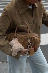 Solid Buttoned Long-Sleeve Casual Jacket