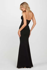 3D Floral Strapless High Slit Elegant Party Dress