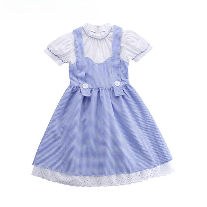 Fairytale Oz Dorothy Dress Costume Wizard Gingham Blue Halloween Carnival Of