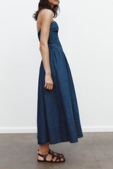 Strapless A-Line Denim Dress