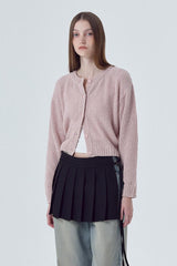 Button Front Crewneck Knit Top