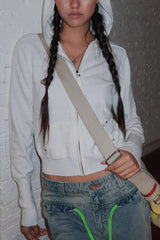 Slim-Fit Knit Zip-Up Cropped Hoodie