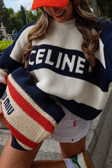 Trendy Striped Elegant Crew Neck Knit Sweater
