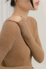 Chic White Boat Neck Fine Wool Long Sleeve Base Layer