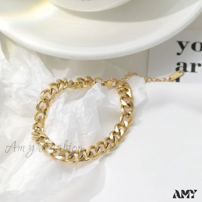 Amy Fashion - 14K Gold Plated Stainless Steel Bracelet