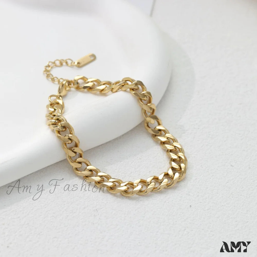 Amy Fashion - 14K Gold Plated Stainless Steel Bracelet