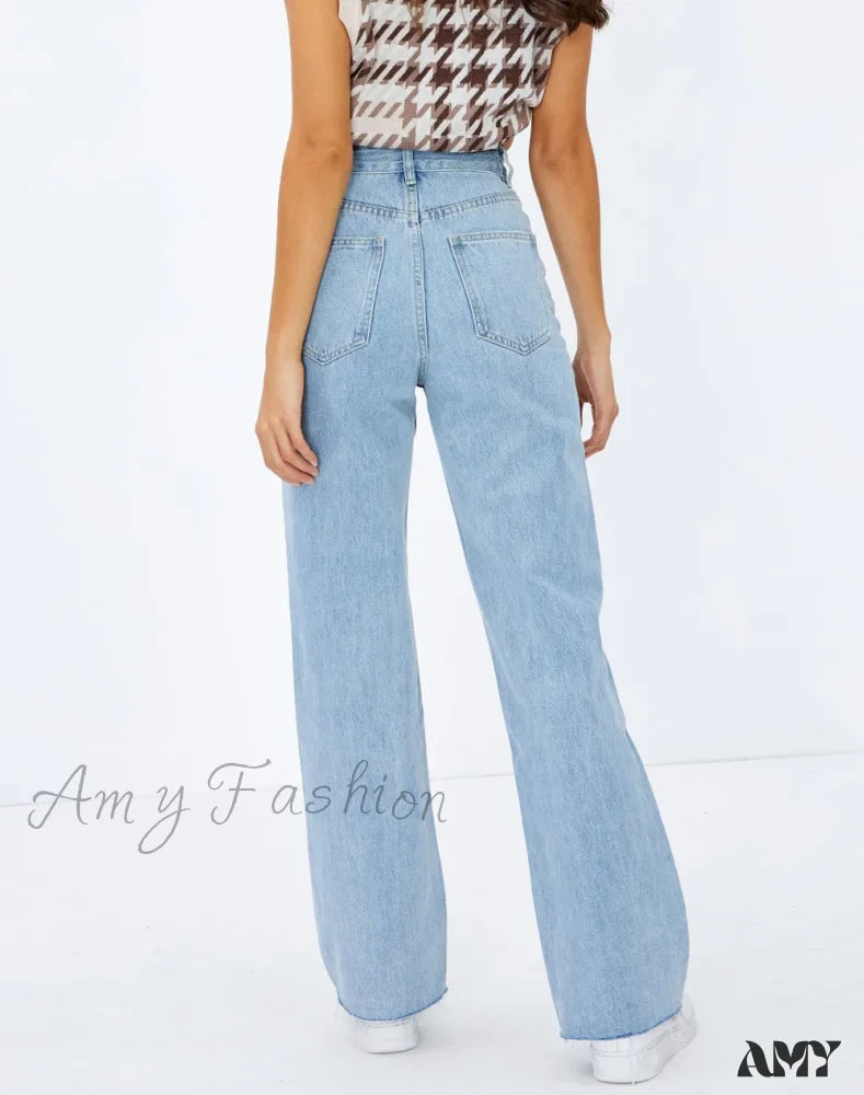 Amy Fashion - 2024 New Casual For Women High Waist Loose Denim Straight Leg Street Female Jean