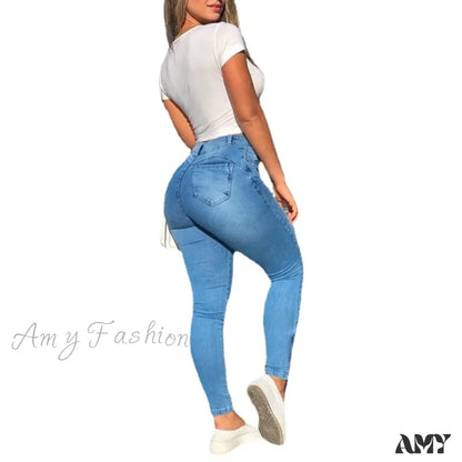 Amy Fashion - 2024 New High Waist Women Streetwear Sexy Stretch Plus Size Denim Elastici Slim Jean