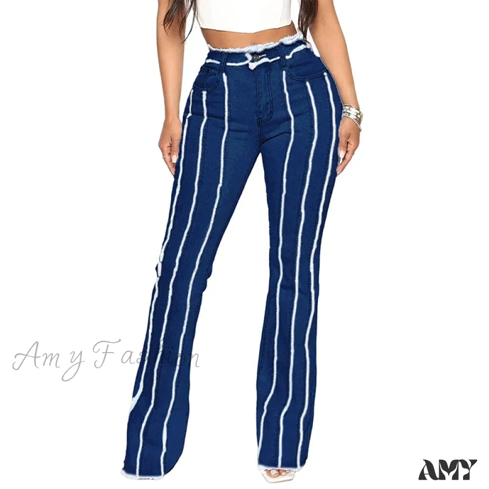 Amy Fashion - 2024 Stretch Women’s Vintage High Waist Flare Women Slim Spliced Bell Bottom