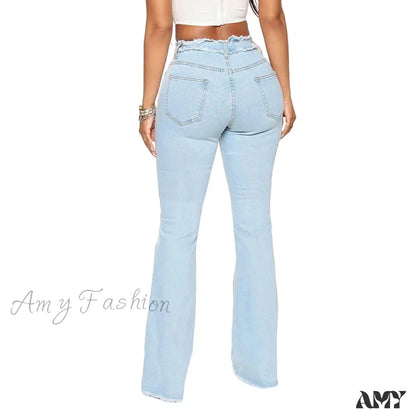 Amy Fashion - 2024 Stretch Women’s Vintage High Waist Flare Women Slim Spliced Bell Bottom