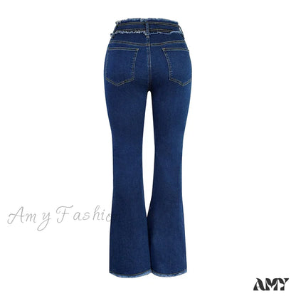 Amy Fashion - 2024 Stretch Women’s Vintage High Waist Flare Women Slim Spliced Bell Bottom