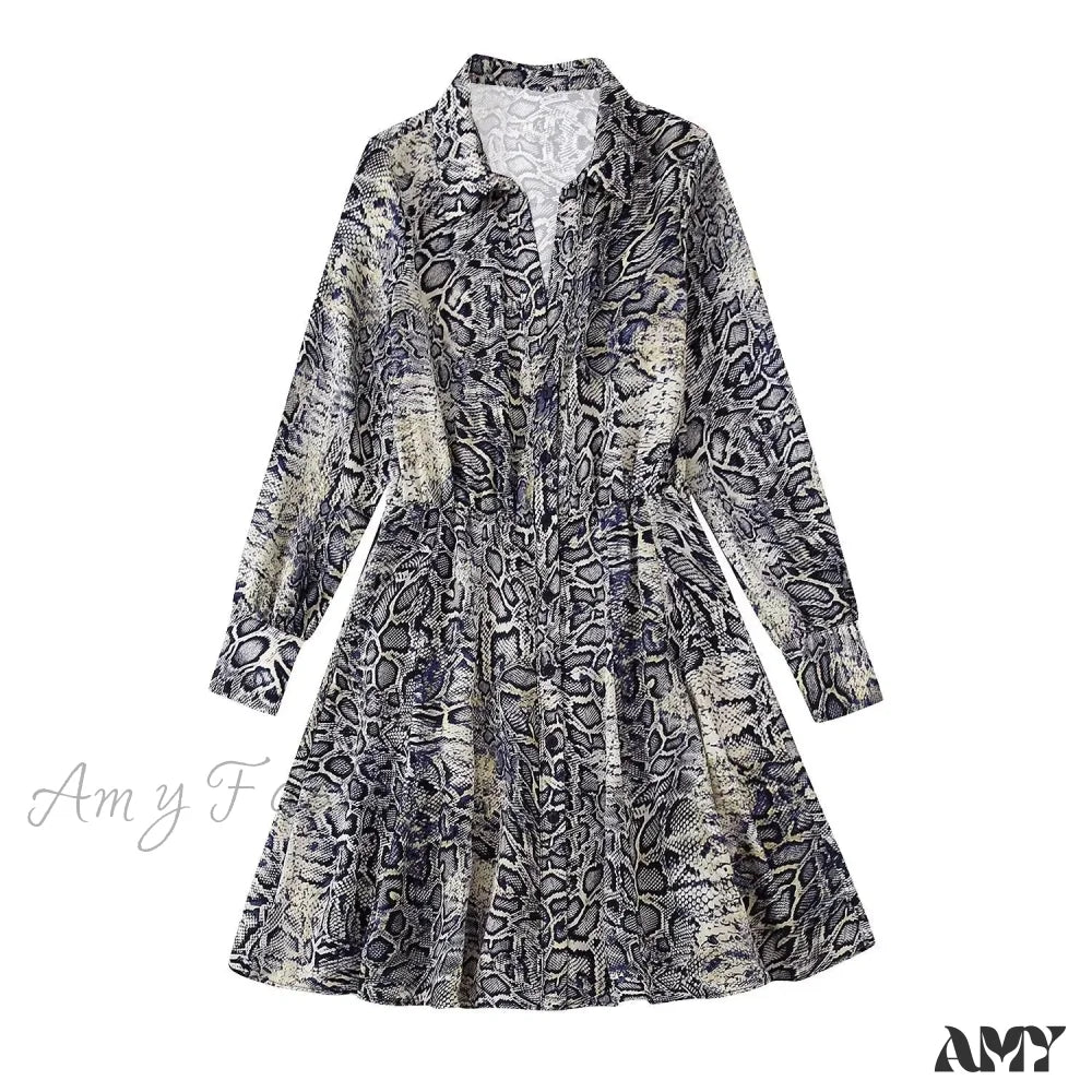 Amy Fashion - Animal Printed Long Sleeve V-Neck Blouse