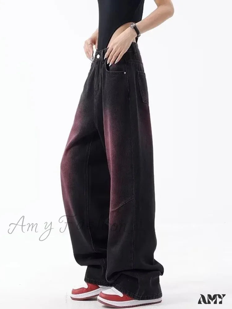 Amy Fashion - Autumn Literary Trend Loose Washed Youth High Street Harajuku Women’s Jean