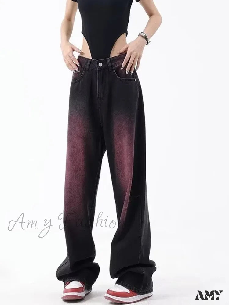 Amy Fashion - Autumn Literary Trend Loose Washed Youth High Street Harajuku Women’s Jean